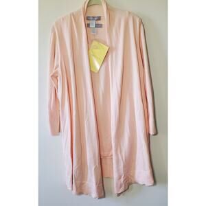 Modern Soul Comfort Yarn Twin Set 3/4 Sleeve Top Open Vest Peach Womens Size M